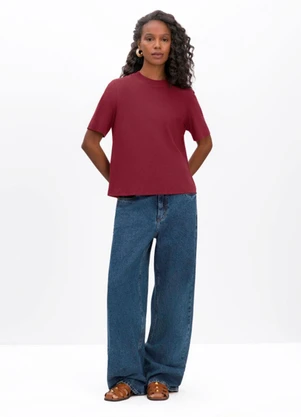 Essendi - Blusa Feminina em Malha Comfort Bordô - ESSENDI