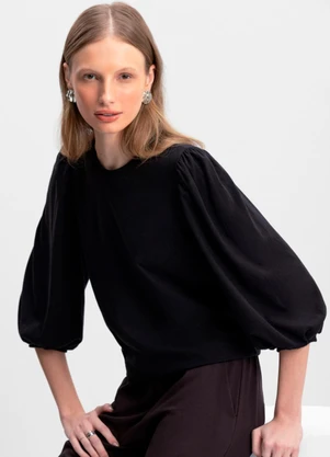 Essendi - Blusa Feminina em Malha Comfort Preto - ESSENDI