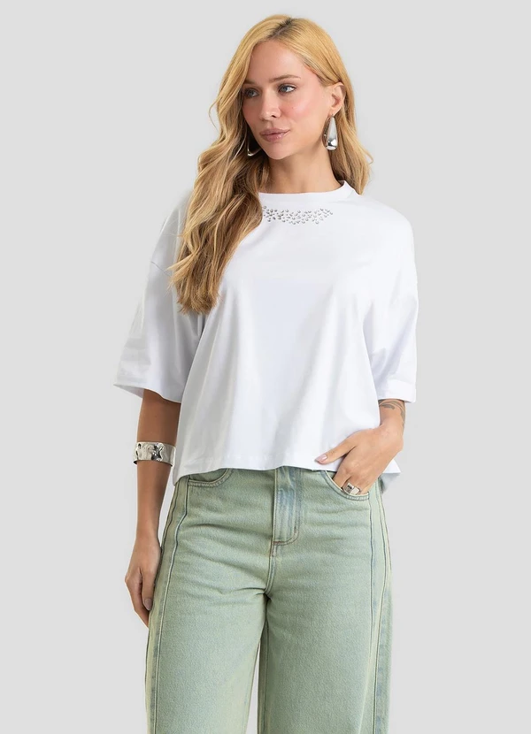 Dianna - Blusa Feminina em Malha Cotton Leve Branco