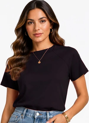 Rovitex - Blusa Feminina em Malha Cotton Leve Preto - ROVITEX