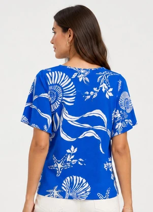 Infinita Cor - Blusa Feminina em Malha de Viscose Azul - INFINITA COR