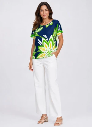 Infinita Cor - Blusa Feminina em Malha de Viscose Azul - INFINITA COR