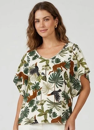 Infinita Cor - Blusa Feminina em Malha de Viscose Bege - INFINITA COR