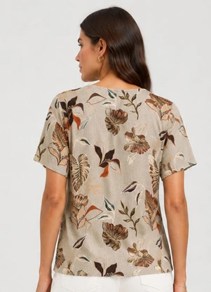 Infinita Cor - Blusa Feminina em Malha de Viscose Bege - INFINITA COR