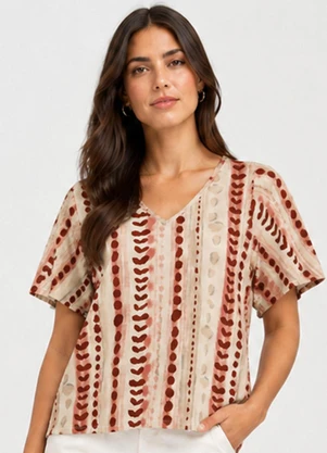 Infinita Cor - Blusa Feminina em Malha de Viscose Marrom - INFINITA COR