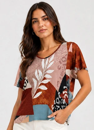 Infinita Cor - Blusa Feminina em Malha de Viscose Marrom - INFINITA COR