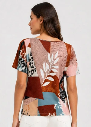 Infinita Cor - Blusa Feminina em Malha de Viscose Marrom - INFINITA COR