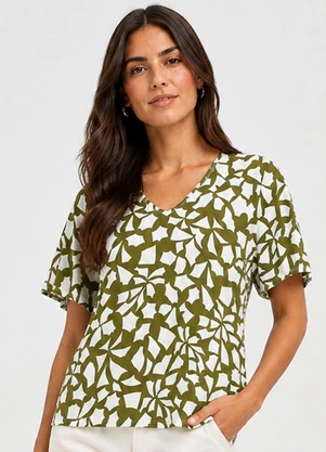 Infinita Cor - Blusa Feminina em Malha de Viscose Verde - INFINITA COR