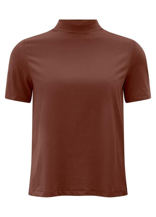 Lunender - Blusa Feminina em Malha e Gola Alta Marrom 1