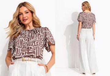 Blusa �tnico Marrom em Malha Fria