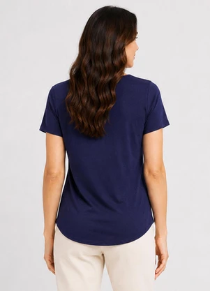 Infinita Cor - Blusa Feminina em Malha Golf Azul - INFINITA COR
