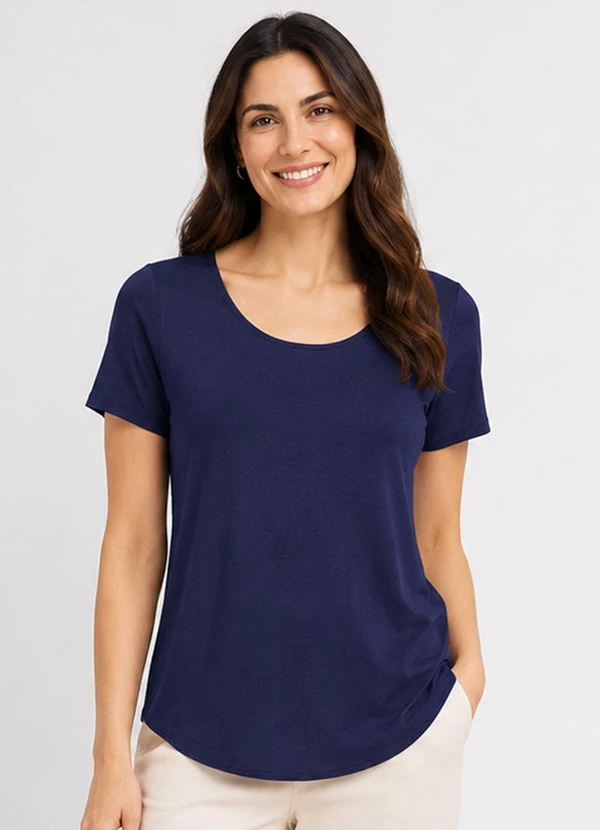 Infinita Cor - Blusa Feminina em Malha Golf Azul