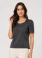 Infinita Cor - Blusa Feminina em Malha Langui Marrom - variação: Cinza