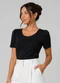 Infinita Cor - Blusa Feminina em Malha Langui Marrom - variação: Preto
