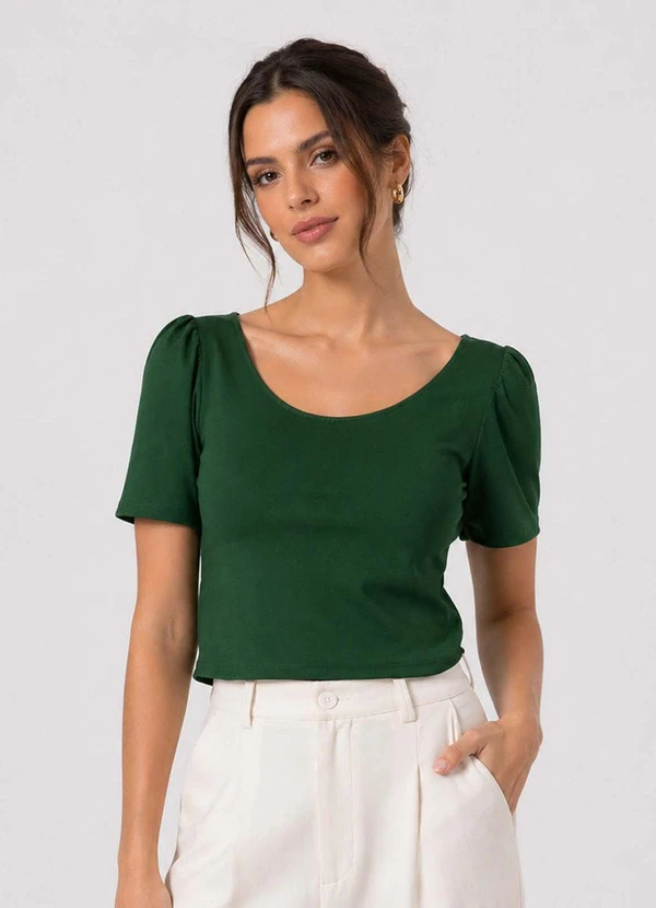 Infinita Cor - Blusa Feminina em Malha Langui Verde