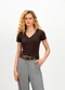 Essendi - Blusa Feminina em Malha Marrom - variação: Marrom