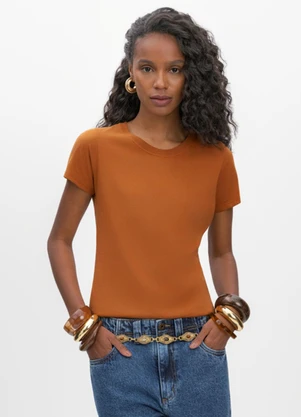 Essendi - Blusa Feminina em Malha  Marrom - ESSENDI