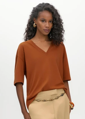 Essendi - Blusa Feminina em Malha Marrom - ESSENDI