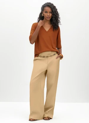 Essendi - Blusa Feminina em Malha Marrom - ESSENDI