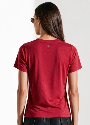 Veev - Blusa Feminina em Malha Modal Decote V Vermelho - VEEV