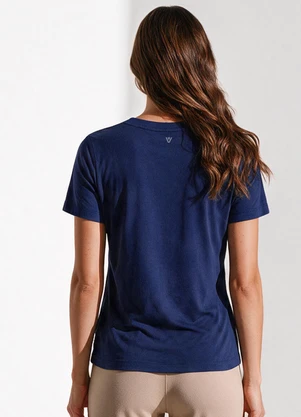 Veev - Blusa Feminina em Malha Modal e Decote V Azul - VEEV