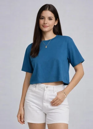 Infinita Cor - Blusa Feminina em Malha Poliéster Azul - INFINITA COR