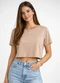 Infinita Cor - Blusa Feminina em Malha Poliéster Verde - variação: Marrom