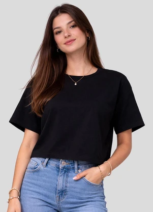 Infinita Cor - Blusa Feminina em Malha Poliéster Preto - INFINITA COR