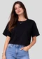 Infinita Cor - Blusa Feminina em Malha Poliéster Verde - variação: Preto