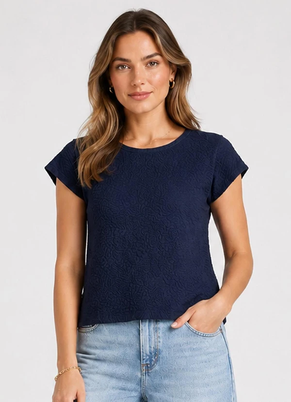Infinita Cor - Blusa Feminina em Malha Tapirus Azul
