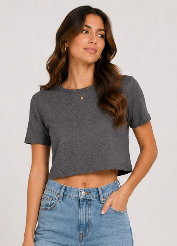Infinita Cor - Blusa Feminina em Malha Tapirus Cinza