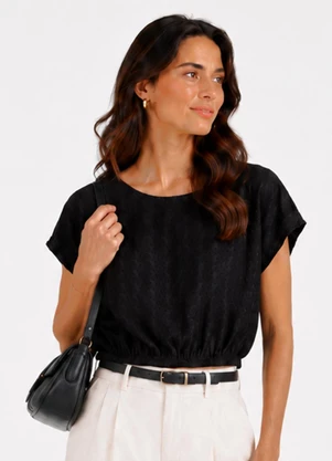 Infinita Cor - Blusa Feminina em Malha Tunis Preto - INFINITA COR