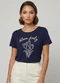 Infinita Cor - Blusa Feminina em Malha Visco Marrom - variação: Azul