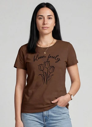 Infinita Cor - Blusa Feminina em Malha Visco Marrom - INFINITA COR