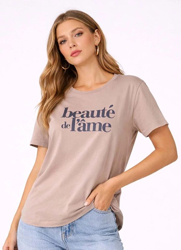 Infinita Cor - Blusa Feminina em Malha Visco Marrom