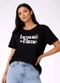 Infinita Cor - Blusa Feminina em Malha Visco Marrom - variação: Preto