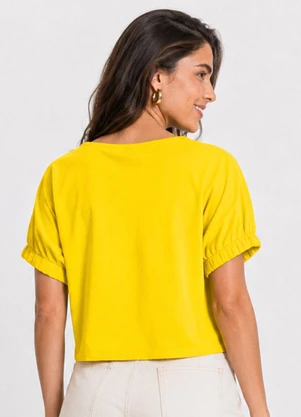 Infinita Cor - Blusa Feminina em Malha Viscose Amarelo - INFINITA COR