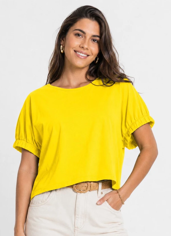 Infinita Cor - Blusa Feminina em Malha Viscose Amarelo