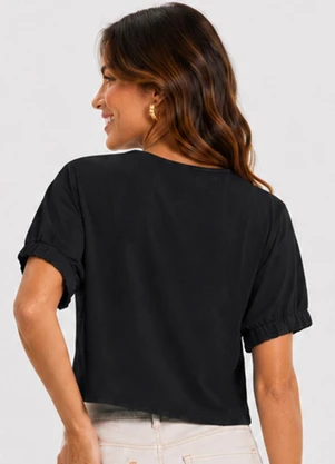 Infinita Cor - Blusa Feminina em Malha Viscose Preto - INFINITA COR