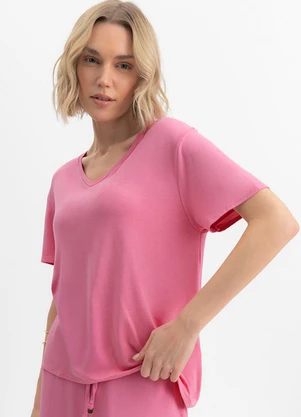 Essendi - Blusa Feminina em Malha Viscose Rosa - ESSENDI