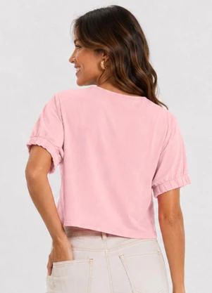Infinita Cor - Blusa Feminina em Malha Viscose Rosa - INFINITA COR