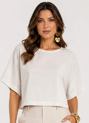 Infinita Cor - Blusa Feminina em Malhão Flamé Bege - INFINITA COR