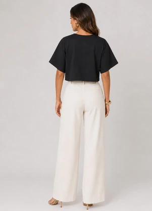 Infinita Cor - Blusa Feminina em Malhão Flamé Preto - INFINITA COR
