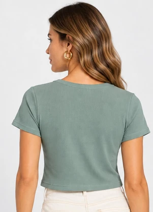 Infinita Cor - Blusa Feminina em Malhão Maquinetado Verde - INFINITA COR
