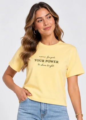 Infinita Cor - Blusa Feminina em Meia Malha Amarelo - INFINITA COR