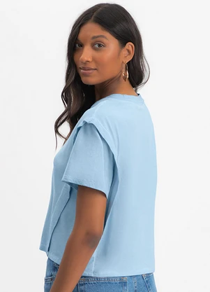 Essendi - Blusa Feminina em Meia Malha Azul - ESSENDI