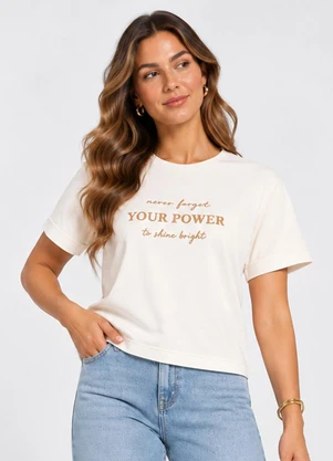 Infinita Cor - Blusa Feminina em Meia Malha Bege - INFINITA COR