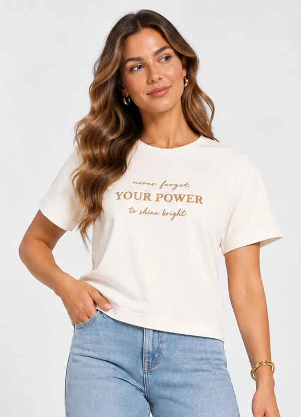 Infinita Cor - Blusa Feminina em Meia Malha Bege