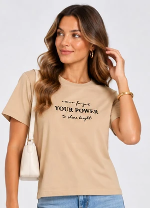Infinita Cor - Blusa Feminina em Meia Malha Bege - INFINITA COR
