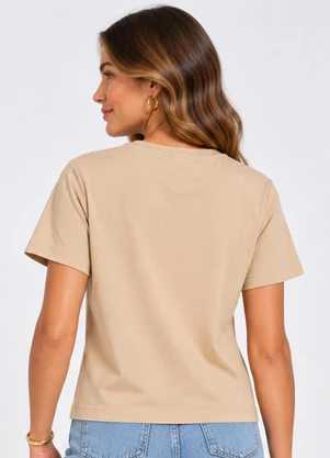 Infinita Cor - Blusa Feminina em Meia Malha Bege - INFINITA COR